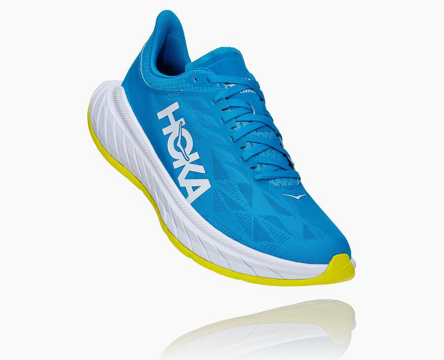 Hoka Mens Running Shoes NZ - Hoka One One Carbon X 2 Blue/White (EAB430268)